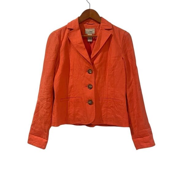 L.L. Bean light pink/ salmon 100% linen blazer - Picture 1 of 8
